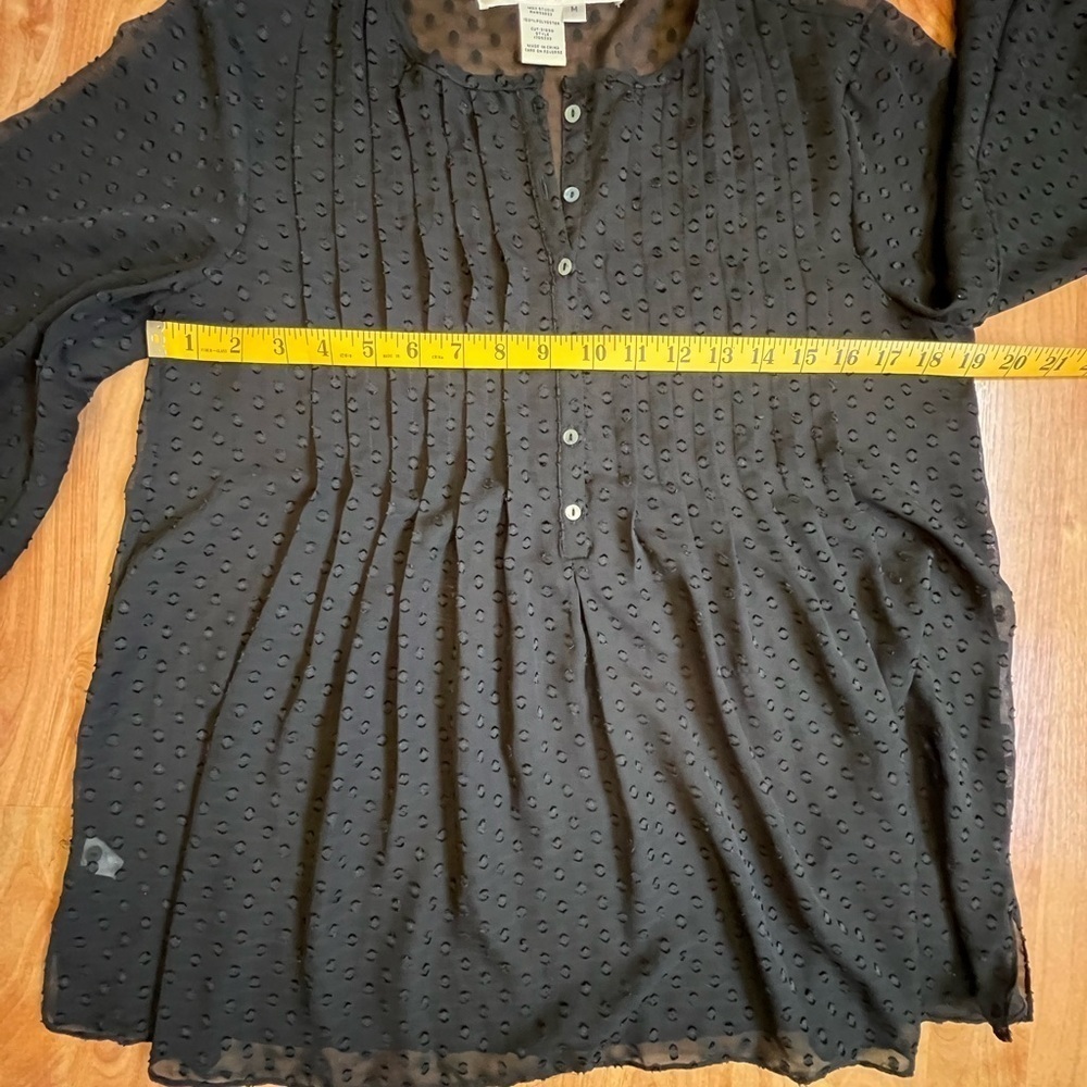 Max Studio Black Polka Dot Sheer Top sz M - Picture 5 of 9